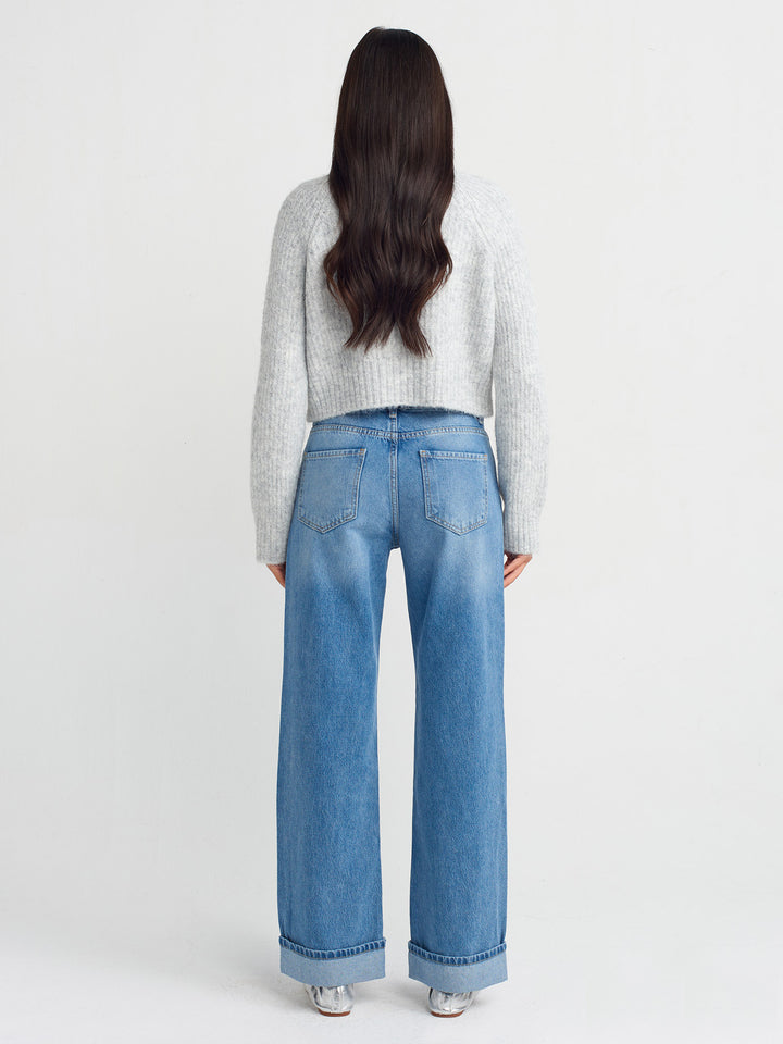 Rugged Charm High Rise Wide Leg Jeans