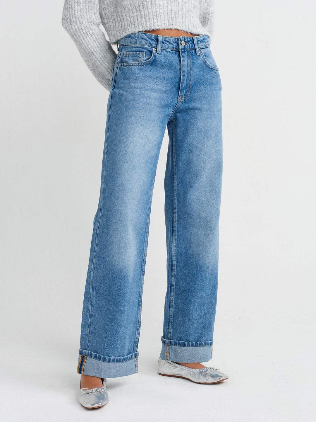 Rugged Charm High Rise Wide Leg Jeans