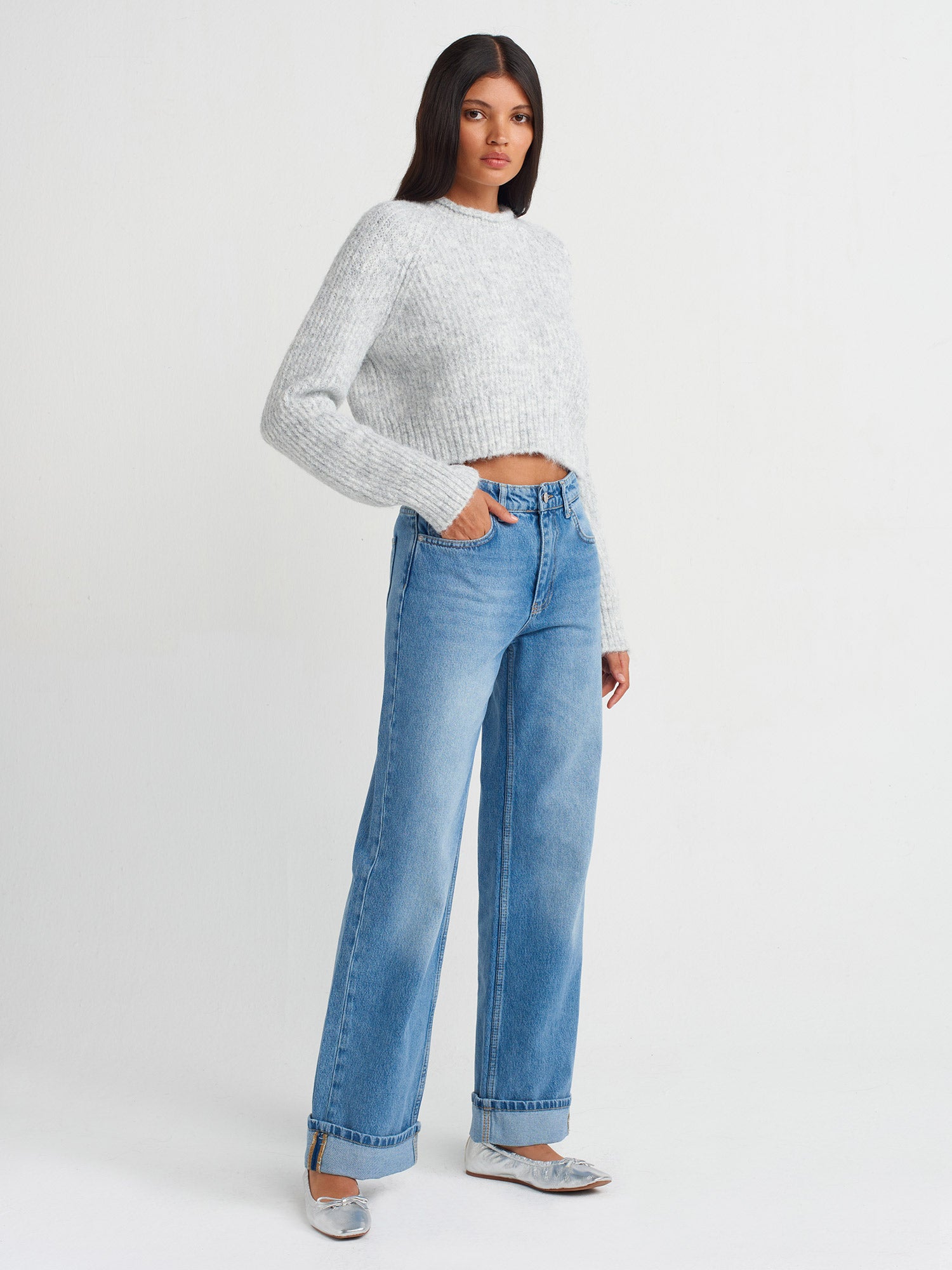 Rugged Charm High Rise Wide Leg Jeans