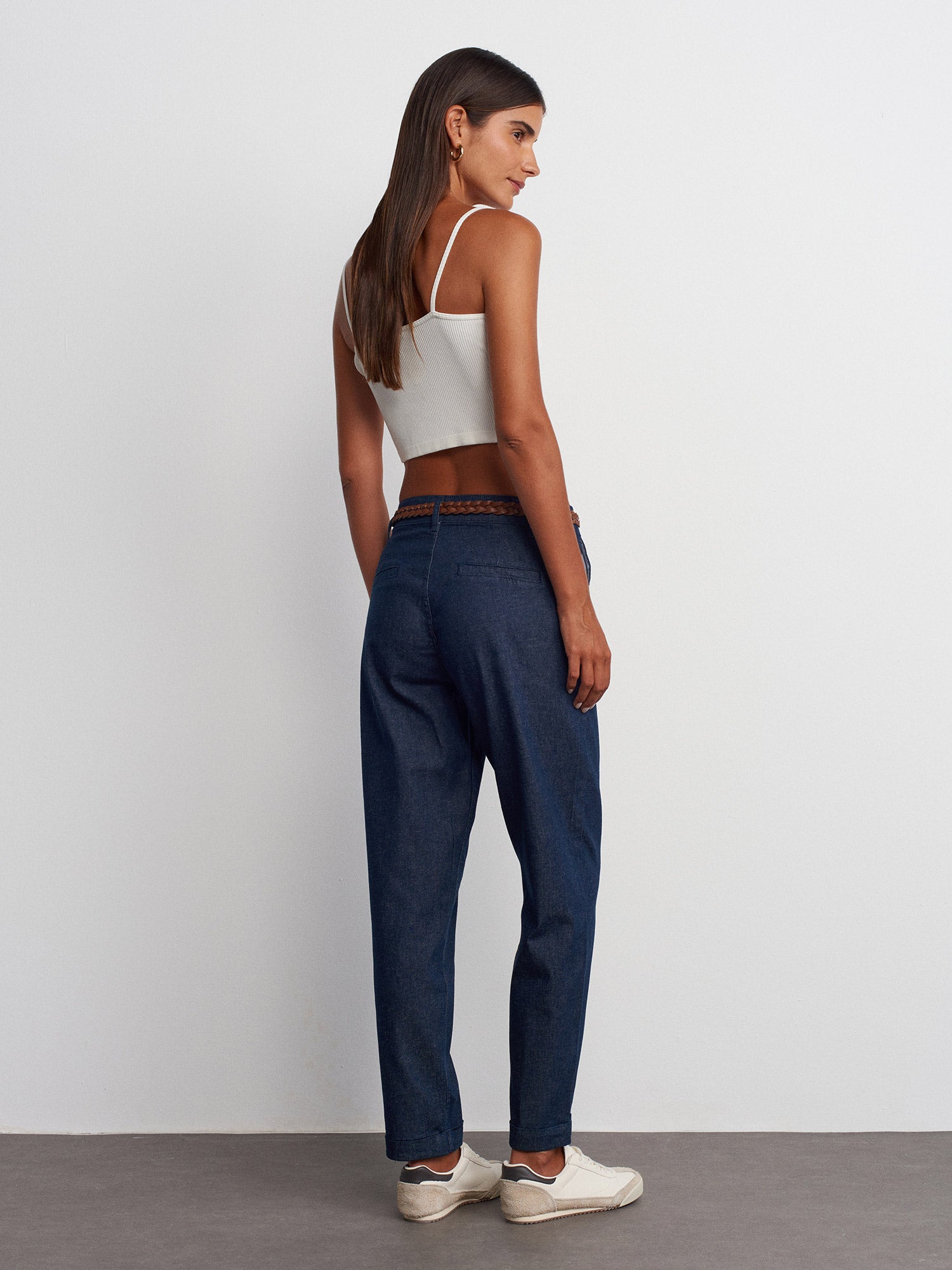 Harden Super High Rise Baggy Straight Jeans with belt