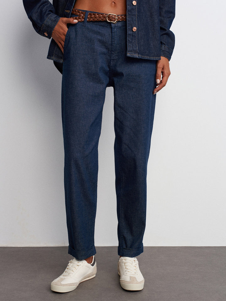 Harden Super High Rise Baggy Straight Jeans with belt