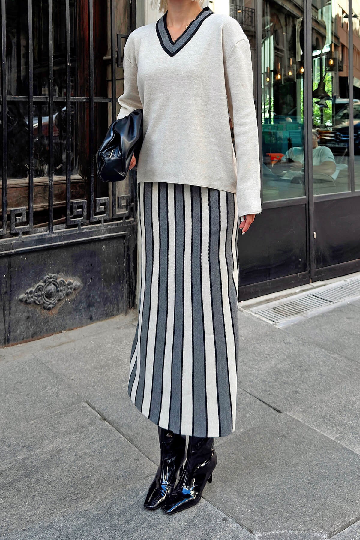 Preston Striped Sweater Midi Skirt