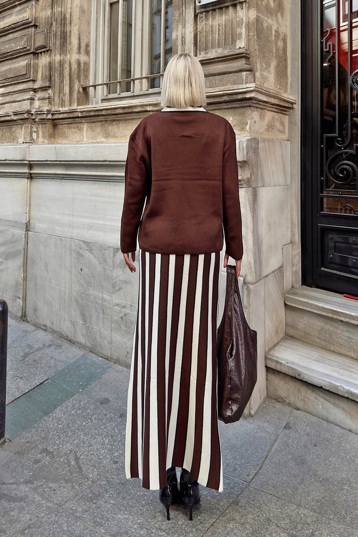 Preston Striped Sweater Midi Skirt